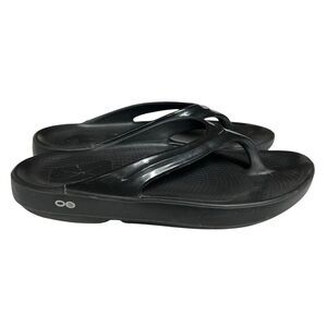 Oofos Women’s Black Oolala Recovery Thong Sandal Slide Size 11 US
